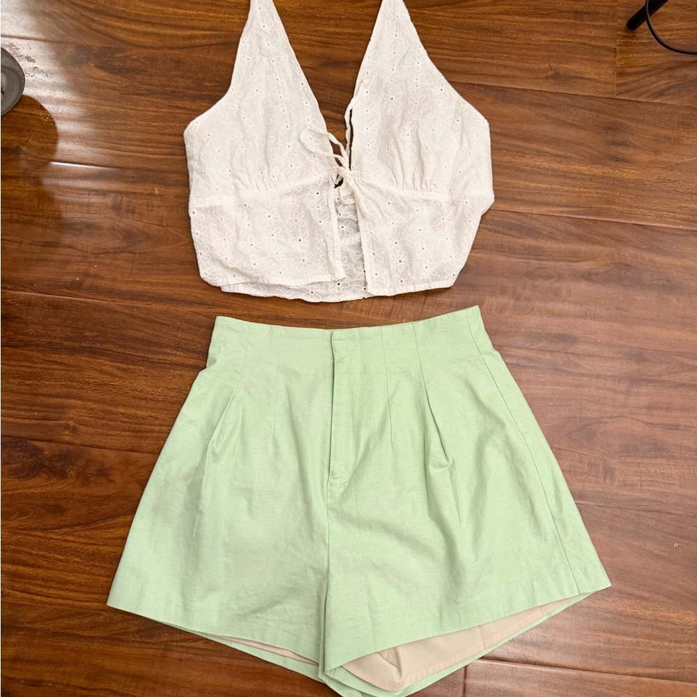 Camila Coelho Mint Green Hayden Shorts.